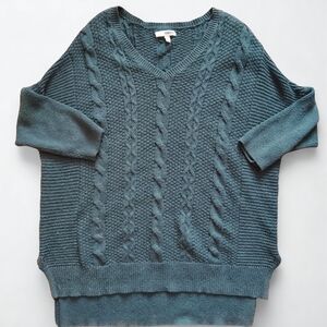 SONOMA Teal Cable Knit V-Neck Sweater